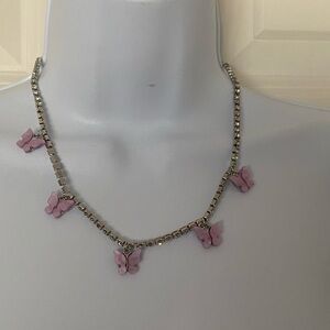Charming Butterfly Necklace with Rhinestone Accents
